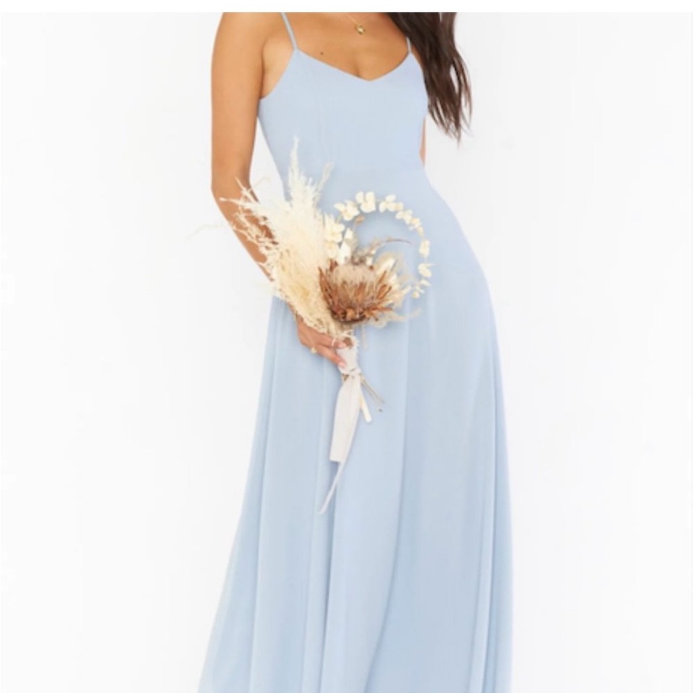Faith Maxi Bridesmaid Dress Steel Blue Chiffon